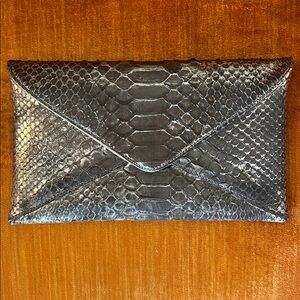 Ted Rossi nyc distressed Silver gun metal Snakeskin Clutch